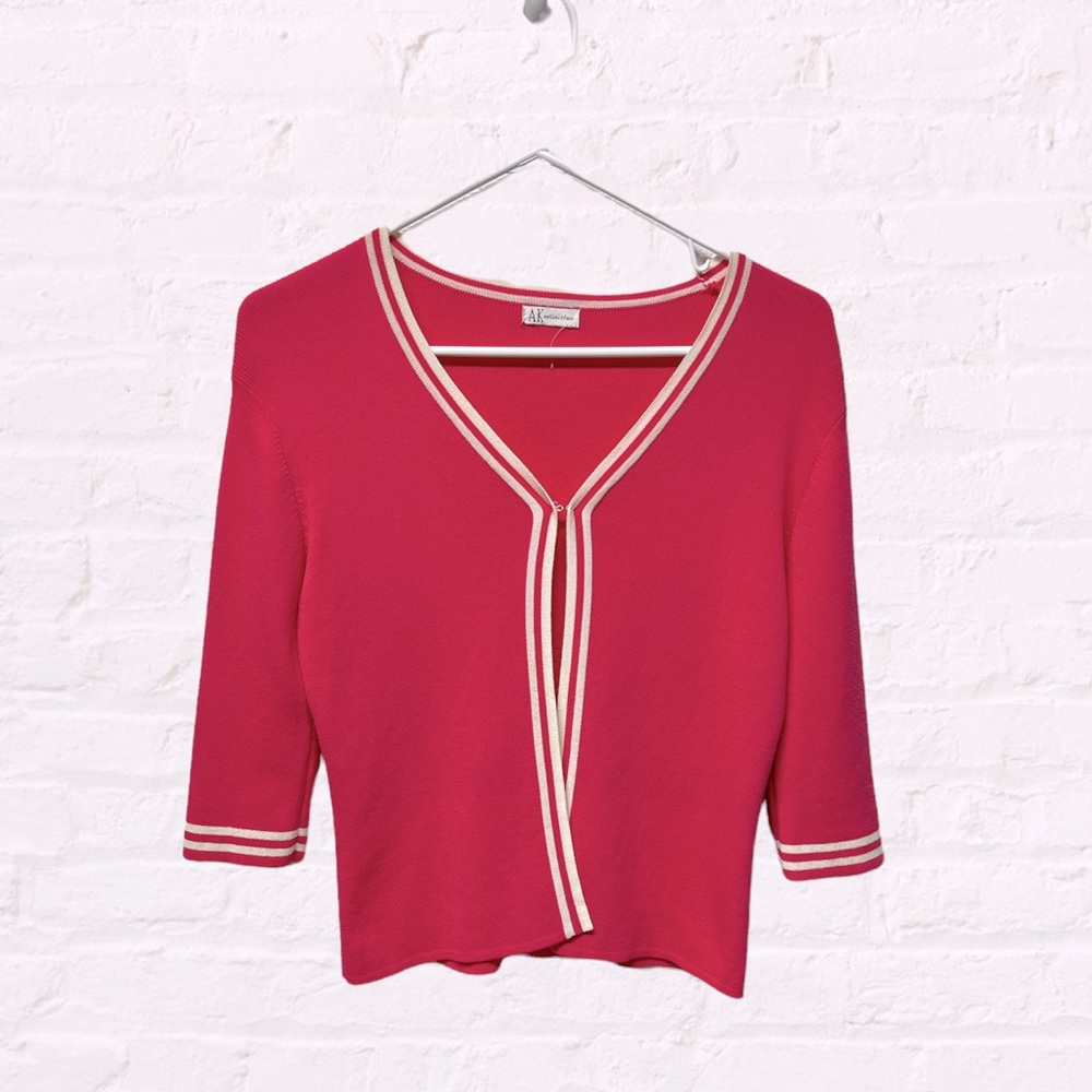 Vintage AK collection pink knit open front light cardigan small